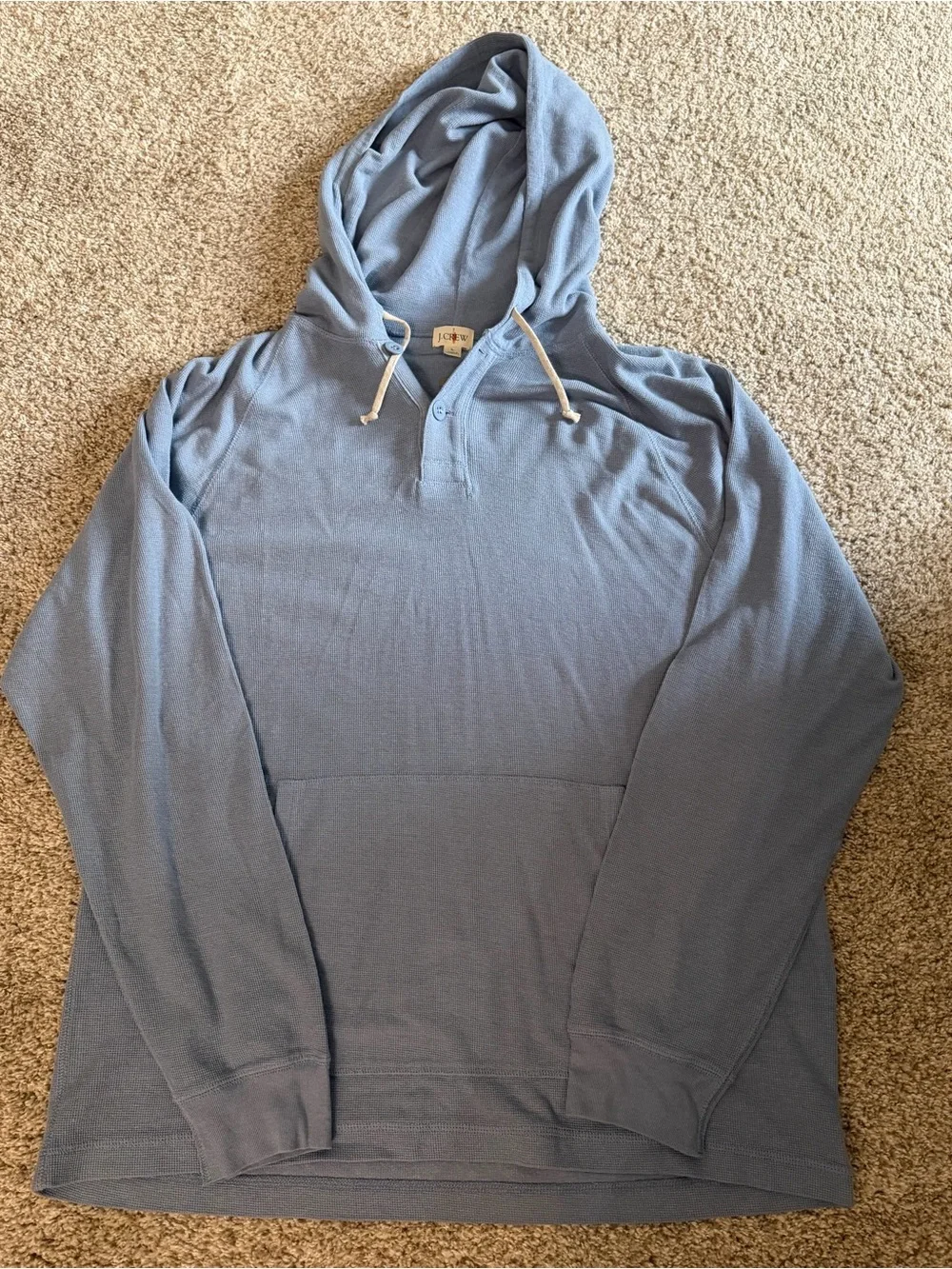 J. Crew Men's Pale Blue Hooded Lightweight Sweatshirt